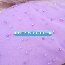 Ткань Сетка с жемчугом (лиловый)